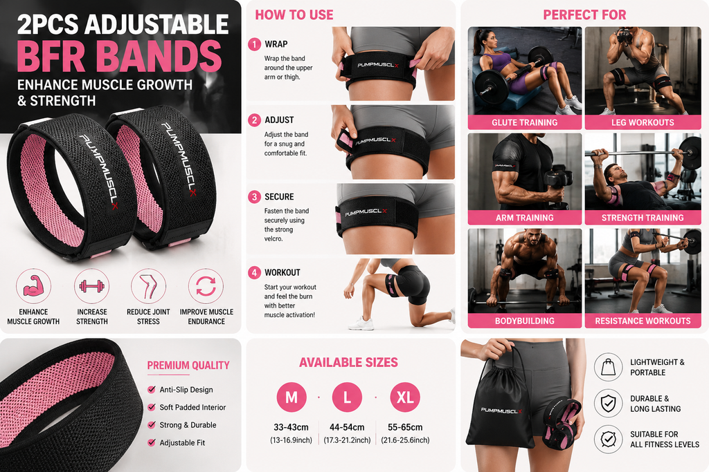 2pcs Adjustable BFR Bands - Enhance Muscle Growth