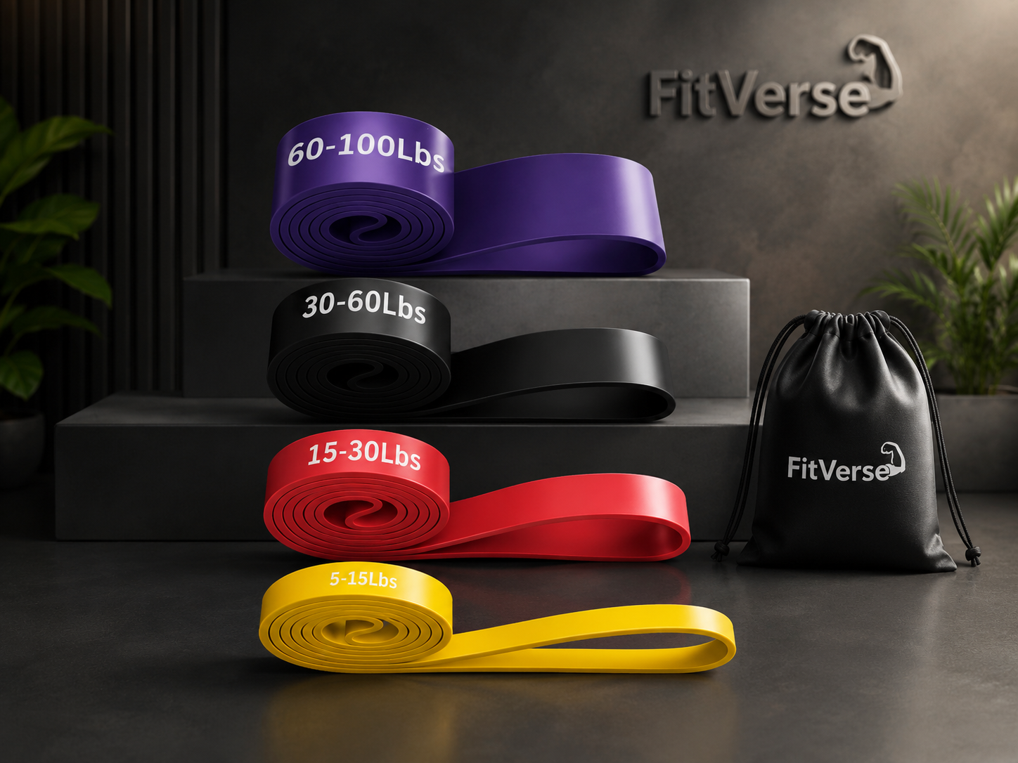 4pcs Set Resistance Bands with Stackable Tension